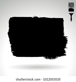 Black brush stroke and texture. Grunge vector abstract hand - painted element. Underline and border design.