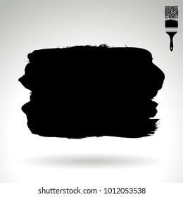 Black brush stroke and texture. Grunge vector abstract hand - painted element. Underline and border design.