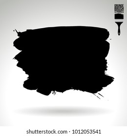 Black brush stroke and texture. Grunge vector abstract hand - painted element. Underline and border design.