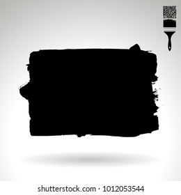 Black brush stroke and texture. Grunge vector abstract hand - painted element. Underline and border design.