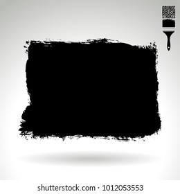 Black brush stroke and texture. Grunge vector abstract hand - painted element. Underline and border design.