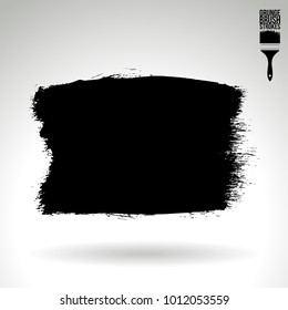 Black brush stroke and texture. Grunge vector abstract hand - painted element. Underline and border design.