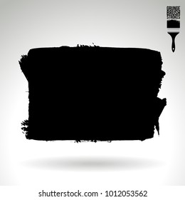 Black brush stroke and texture. Grunge vector abstract hand - painted element. Underline and border design.
