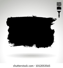 Black brush stroke and texture. Grunge vector abstract hand - painted element. Underline and border design.