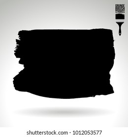 Black brush stroke and texture. Grunge vector abstract hand - painted element. Underline and border design.
