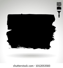 Black brush stroke and texture. Grunge vector abstract hand - painted element. Underline and border design.