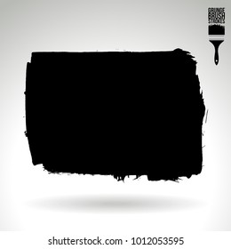 Black brush stroke and texture. Grunge vector abstract hand - painted element. Underline and border design.