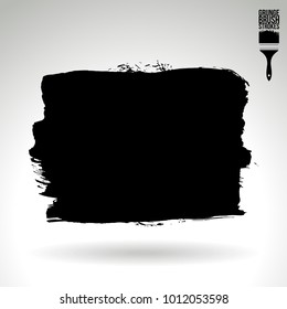 Black brush stroke and texture. Grunge vector abstract hand - painted element. Underline and border design.
