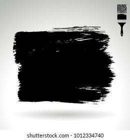 Black brush stroke and texture. Grunge vector abstract hand - painted element. Underline and border design.