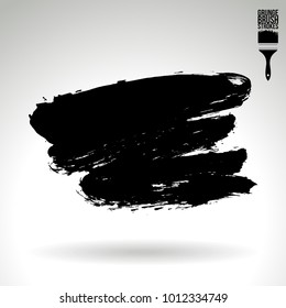 Black brush stroke and texture. Grunge vector abstract hand - painted element. Underline and border design.