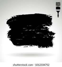 Black brush stroke and texture. Grunge vector abstract hand - painted element. Underline and border design.