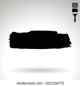 Black brush stroke and texture. Grunge vector abstract hand - painted element. Underline and border design.
