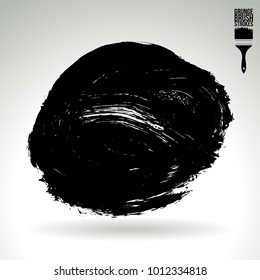 Black brush stroke and texture. Grunge vector abstract hand - painted element. Underline and border design.