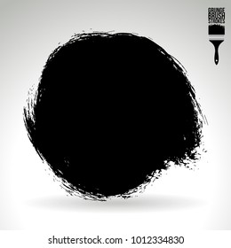 Black brush stroke and texture. Grunge vector abstract hand - painted element. Underline and border design.
