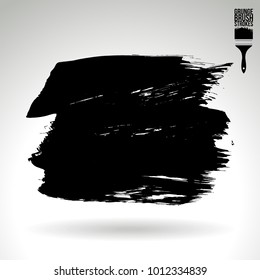 Black brush stroke and texture. Grunge vector abstract hand - painted element. Underline and border design.