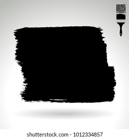 Black brush stroke and texture. Grunge vector abstract hand - painted element. Underline and border design.