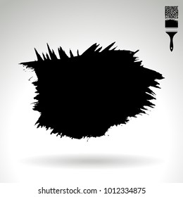 Black brush stroke and texture. Grunge vector abstract hand - painted element. Underline and border design.