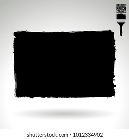 Black brush stroke and texture. Grunge vector abstract hand - painted element. Underline and border design.