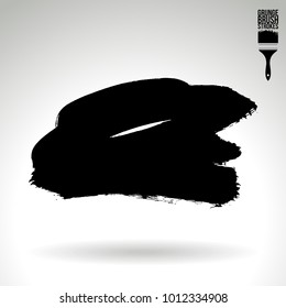 Black brush stroke and texture. Grunge vector abstract hand - painted element. Underline and border design.