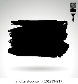 Black brush stroke and texture. Grunge vector abstract hand - painted element. Underline and border design.