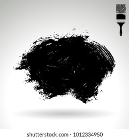 Black brush stroke and texture. Grunge vector abstract hand - painted element. Underline and border design.
