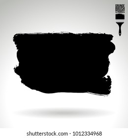 Black brush stroke and texture. Grunge vector abstract hand - painted element. Underline and border design.