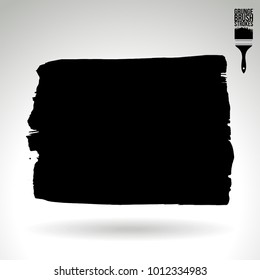 Black brush stroke and texture. Grunge vector abstract hand - painted element. Underline and border design.
