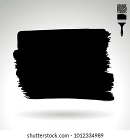 Black brush stroke and texture. Grunge vector abstract hand - painted element. Underline and border design.
