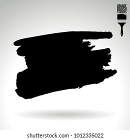 Black brush stroke and texture. Grunge vector abstract hand - painted element. Underline and border design.
