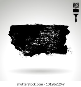 Black brush stroke and texture. Grunge vector abstract hand - painted element. Underline and border design.