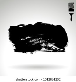 Black brush stroke and texture. Grunge vector abstract hand - painted element. Underline and border design.