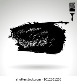 Black brush stroke and texture. Grunge vector abstract hand - painted element. Underline and border design.