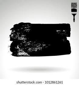 Black brush stroke and texture. Grunge vector abstract hand - painted element. Underline and border design.