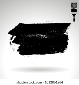 Black brush stroke and texture. Grunge vector abstract hand - painted element. Underline and border design.