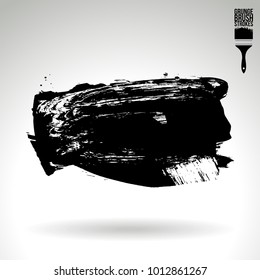 Black brush stroke and texture. Grunge vector abstract hand - painted element. Underline and border design.