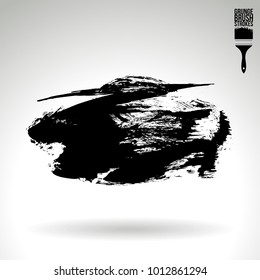 Black brush stroke and texture. Grunge vector abstract hand - painted element. Underline and border design.