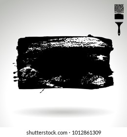 Black brush stroke and texture. Grunge vector abstract hand - painted element. Underline and border design.