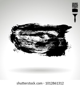 Black brush stroke and texture. Grunge vector abstract hand - painted element. Underline and border design.