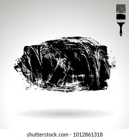 Black brush stroke and texture. Grunge vector abstract hand - painted element. Underline and border design.