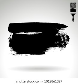Black brush stroke and texture. Grunge vector abstract hand - painted element. Underline and border design.