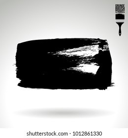 Black brush stroke and texture. Grunge vector abstract hand - painted element. Underline and border design.