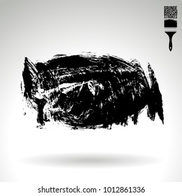 Black brush stroke and texture. Grunge vector abstract hand - painted element. Underline and border design.