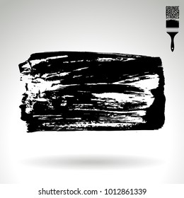 Black brush stroke and texture. Grunge vector abstract hand - painted element. Underline and border design.