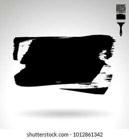 Black brush stroke and texture. Grunge vector abstract hand - painted element. Underline and border design.