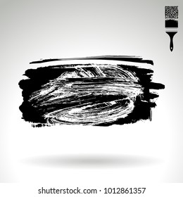Black brush stroke and texture. Grunge vector abstract hand - painted element. Underline and border design.
