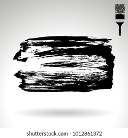 Black brush stroke and texture. Grunge vector abstract hand - painted element. Underline and border design.