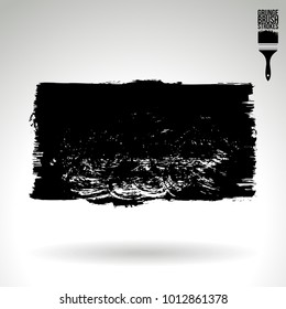 Black brush stroke and texture. Grunge vector abstract hand - painted element. Underline and border design.