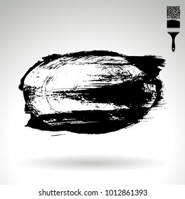 Black brush stroke and texture. Grunge vector abstract hand - painted element. Underline and border design.