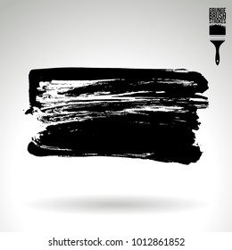 Black brush stroke and texture. Grunge vector abstract hand - painted element. Underline and border design.