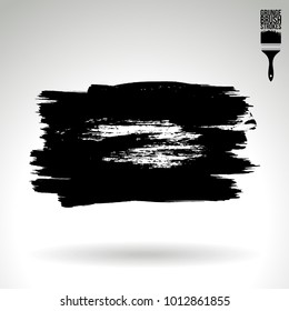 Black brush stroke and texture. Grunge vector abstract hand - painted element. Underline and border design.